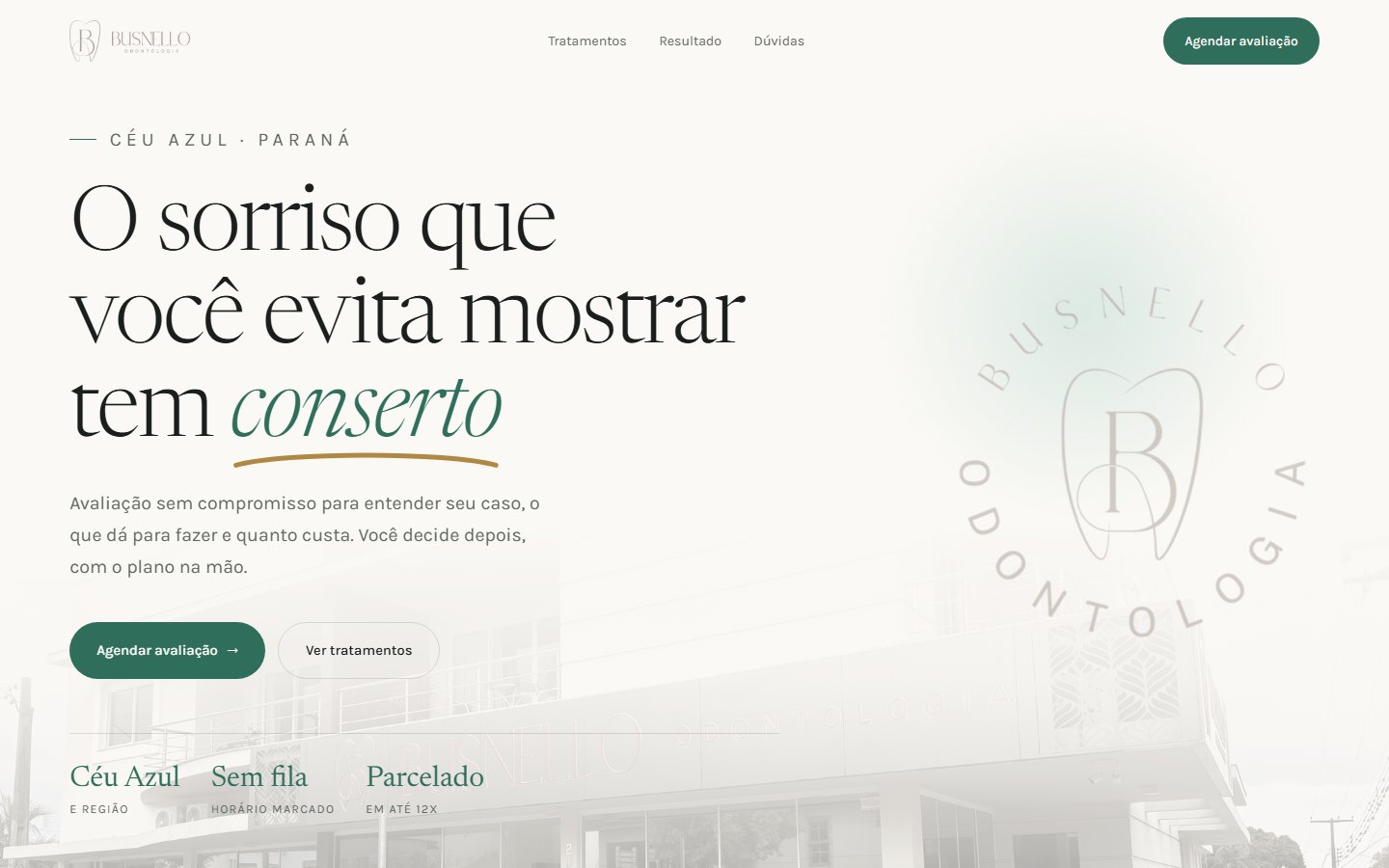 Site da Busnello Odontologia