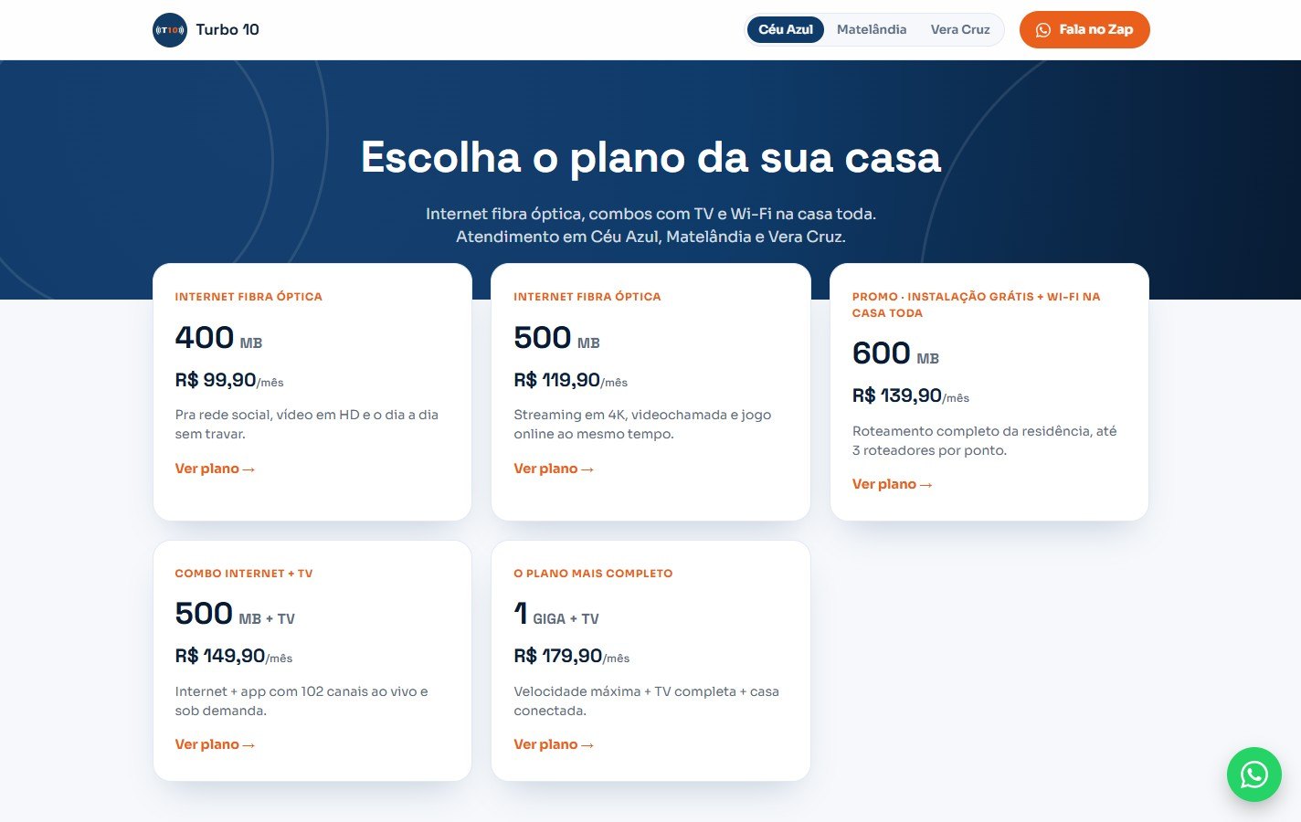 Site da Turbo 10 Telecom