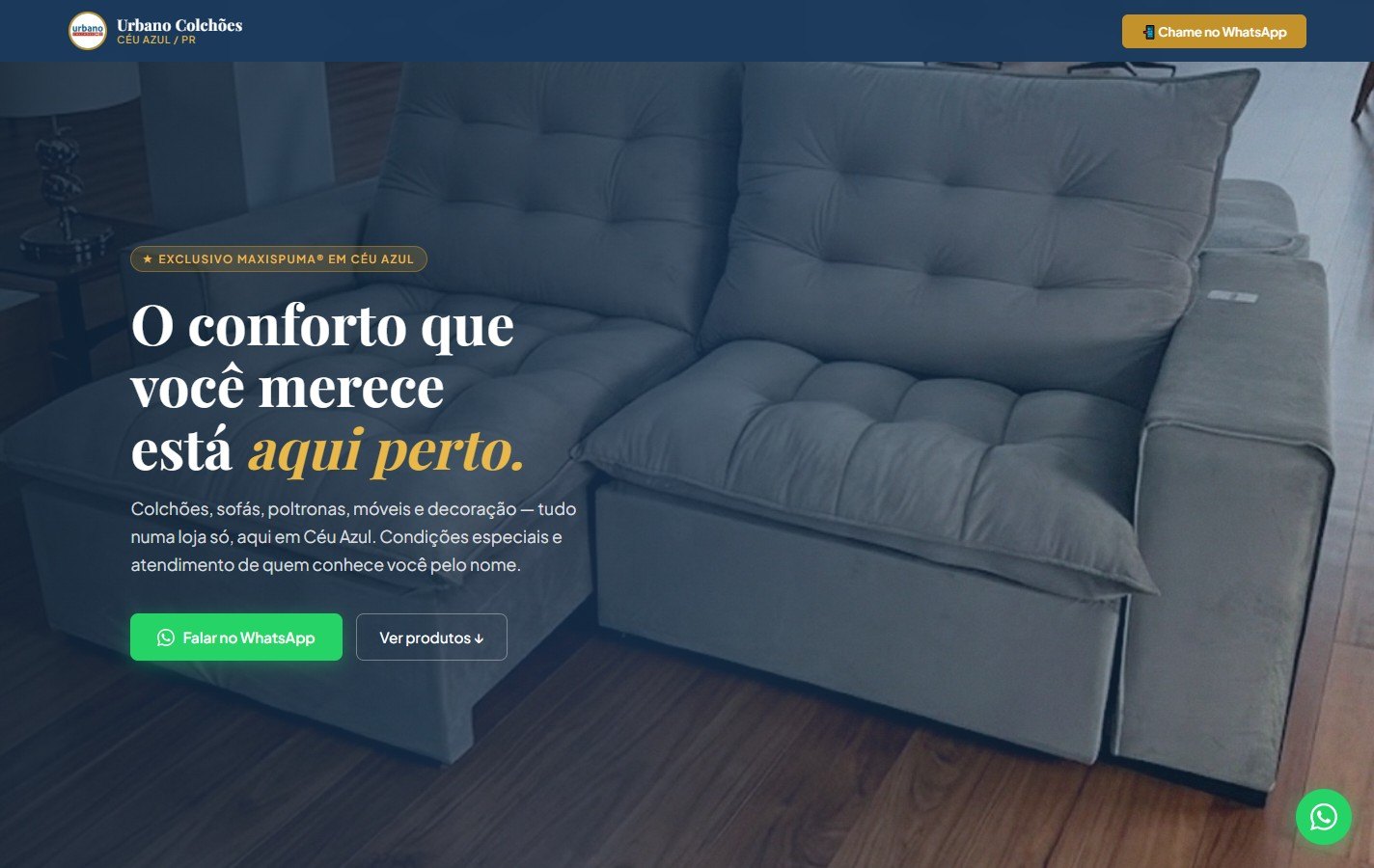 Site da Urbano Colchões