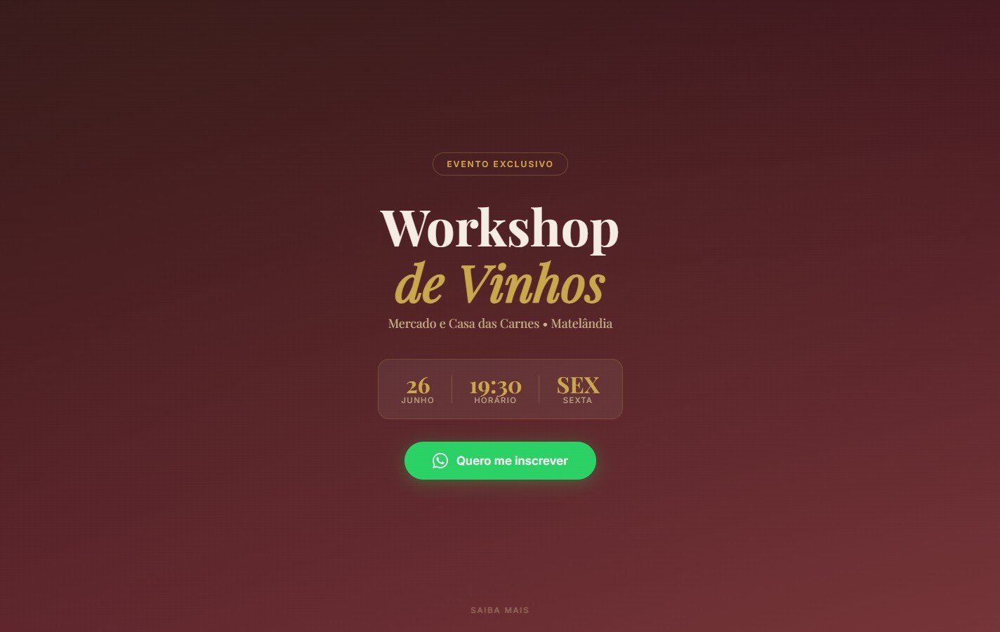Site da Workshop de Vinhos — Mercado e Casa das Carnes